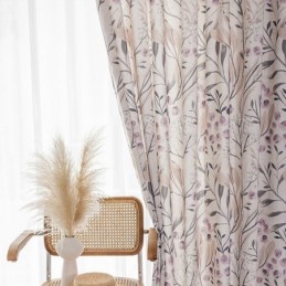 Rideau De Style Nordique Sur Mesure En Coton Imprimé Végétal