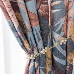 Rideau En Coton Sur Mesure, Imprimé Feuilles, Style Américain