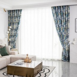 Rideau En Coton Sur Mesure, Imprimé Feuilles, Style Américain