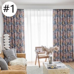 Rideau En Coton Sur Mesure, Imprimé Feuilles, Style Américain