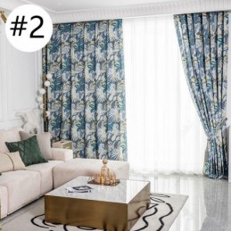Rideau En Coton Sur Mesure, Imprimé Feuilles, Style Américain