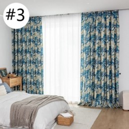 Rideau En Coton Sur Mesure, Imprimé Feuilles, Style Américain