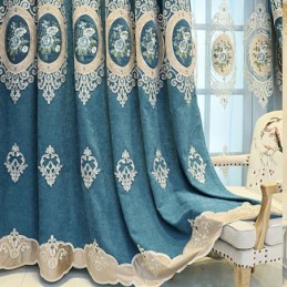 Rideaux Brodés En Chenille De Style Européen À Motifs Floraux Pour Salon Et Chambre À Coucher
