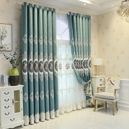 Rideaux Brodés En Chenille De Style Européen À Motifs Floraux Pour Salon Et Chambre À Coucher