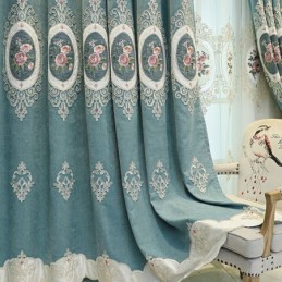 Rideaux Brodés En Chenille De Style Européen À Motifs Floraux Pour Salon Et Chambre À Coucher