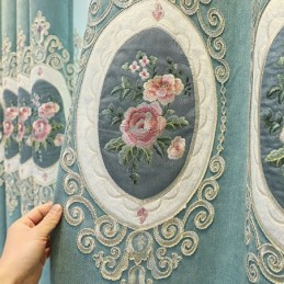 Rideaux Brodés En Chenille De Style Européen À Motifs Floraux Pour Salon Et Chambre À Coucher