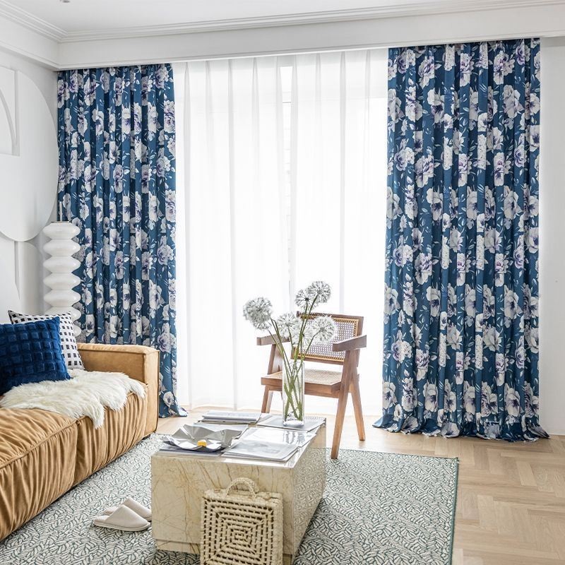 Rideau Imprimé Floral Sur Mesure En Coton De Style Nordique