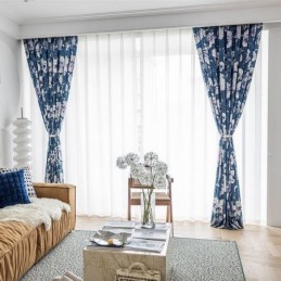 Rideau Imprimé Floral Sur Mesure En Coton De Style Nordique