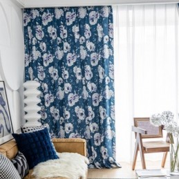 Rideau Imprimé Floral Sur Mesure En Coton De Style Nordique