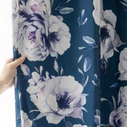 Rideau Imprimé Floral Sur Mesure En Coton De Style Nordique