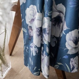 Rideau Imprimé Floral Sur Mesure En Coton De Style Nordique