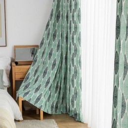 Rideau Imprimé Feuilles Sur Mesure En Coton De Style Nordique
