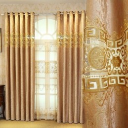 Rideau Semi-Occultant Sur Mesure, Style Chinois, En Velours Sergé Brodé, Pour Salon Et Chambre À Coucher