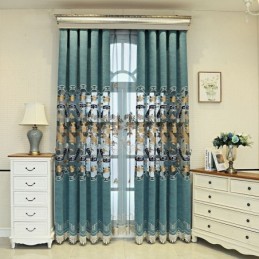 Rideaux Semi-Occultants En Chenille, Style Chinois, Broderie De Montagnes, Pour Salon Et Chambre À Coucher