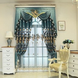 Rideaux Semi-Occultants En Chenille, Style Chinois, Broderie De Montagnes, Pour Salon Et Chambre À Coucher