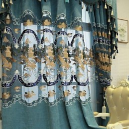 Rideaux Semi-Occultants En Chenille, Style Chinois, Broderie De Montagnes, Pour Salon Et Chambre À Coucher