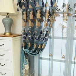 Rideaux Semi-Occultants En Chenille, Style Chinois, Broderie De Montagnes, Pour Salon Et Chambre À Coucher