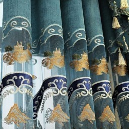 Rideaux Semi-Occultants En Chenille, Style Chinois, Broderie De Montagnes, Pour Salon Et Chambre À Coucher