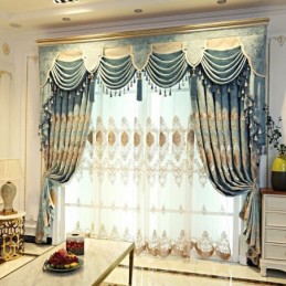 Rideau En Chenille Sur Mesure, Broderie Florale Européenne, Pour Salon Et Chambre À Coucher