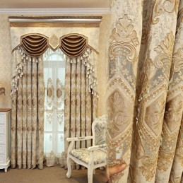 Rideau Semi-Occultant En Chenille Sur Mesure, Broderie Florale Européenne, Pour Salon Et Chambre À Coucher
