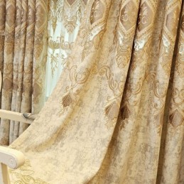 Rideau Semi-Occultant En Chenille Sur Mesure, Broderie Florale Européenne, Pour Salon Et Chambre À Coucher