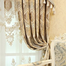 Rideau Semi-Occultant En Chenille Sur Mesure, Broderie Florale Européenne, Pour Salon Et Chambre À Coucher