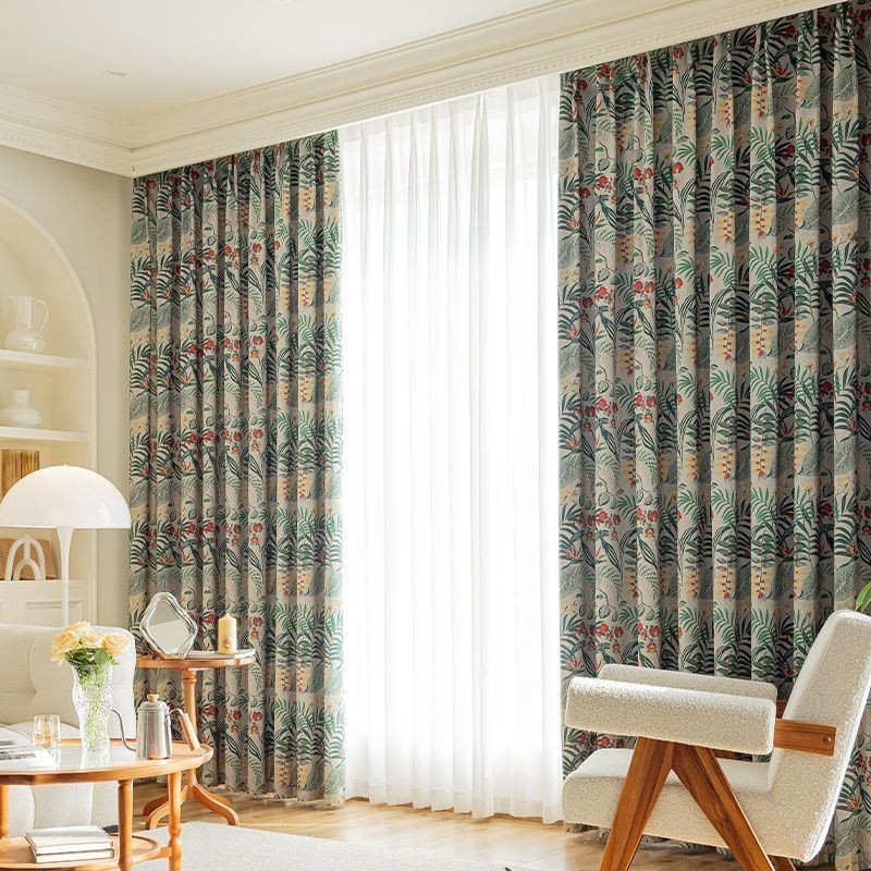 Rideau En Coton Sur Mesure, Style Américain, Imprimé Végétal