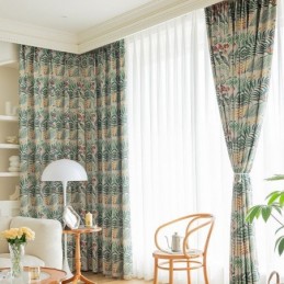 Rideau En Coton Sur Mesure, Style Américain, Imprimé Végétal