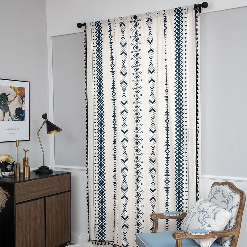 Rideau En Lin Imprimé Géométrique Sur Mesure, Style Nordique, Pour Salon Et Chambre À Coucher