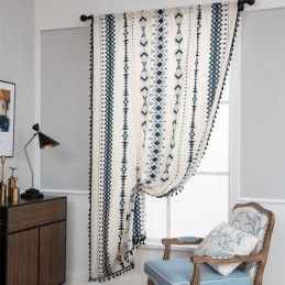 Rideau En Lin Imprimé Géométrique Sur Mesure, Style Nordique, Pour Salon Et Chambre À Coucher