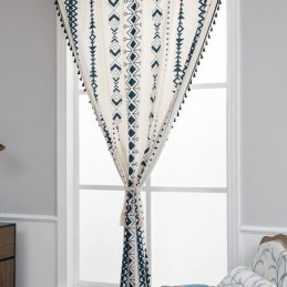 Rideau En Lin Imprimé Géométrique Sur Mesure, Style Nordique, Pour Salon Et Chambre À Coucher