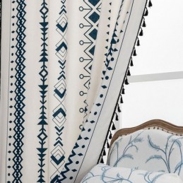 Rideau En Lin Imprimé Géométrique Sur Mesure, Style Nordique, Pour Salon Et Chambre À Coucher