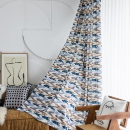 Rideau En Coton Sur Mesure, Imprimé Style Nordique