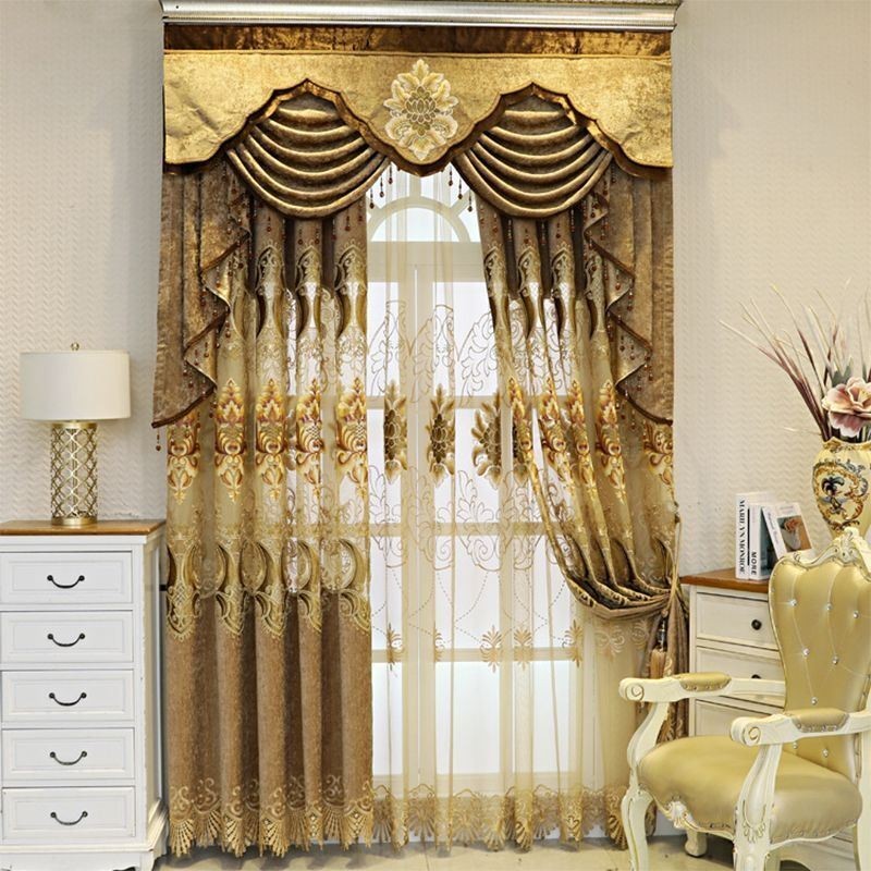 Rideau Semi-Occultant En Chenille Sur Mesure, Broderie Florale Européenne, Pour Salon Et Chambre À Coucher