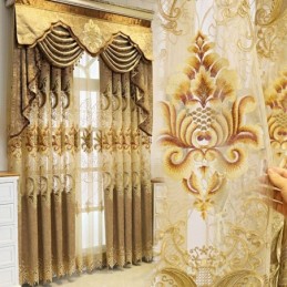 Rideau Semi-Occultant En Chenille Sur Mesure, Broderie Florale Européenne, Pour Salon Et Chambre À Coucher