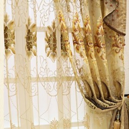 Rideau Semi-Occultant En Chenille Sur Mesure, Broderie Florale Européenne, Pour Salon Et Chambre À Coucher
