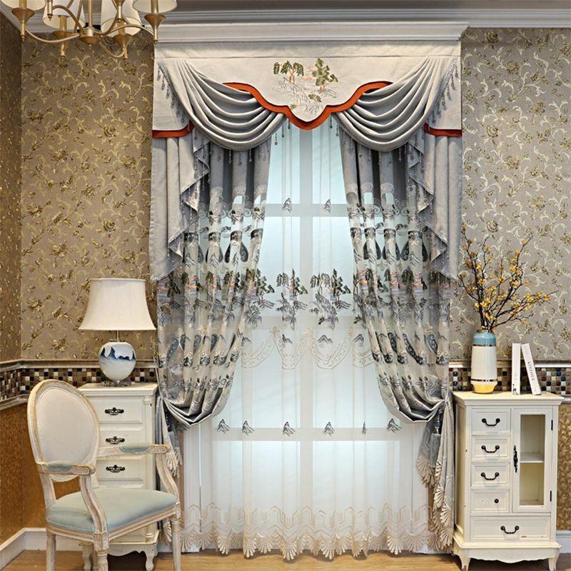 Rideaux Semi-Occultants En Chenille, Broderies De Style Chinois, Pour Salon Et Chambre À Coucher