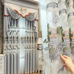 Rideaux Semi-Occultants En Chenille, Broderies De Style Chinois, Pour Salon Et Chambre À Coucher