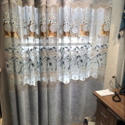 Rideaux En Chenille Nordiques Brodés De Fauves Semi-Occultants Pour Salon Et Chambre À Coucher