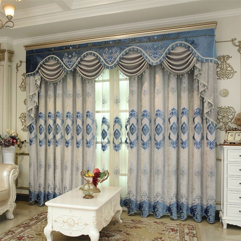 Rideau En Chenille Sur Mesure, Broderie Florale Européenne, Semi-Occultant, Pour Salon Et Chambre À Coucher
