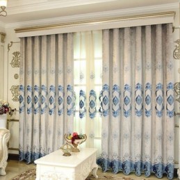Rideau En Chenille Sur Mesure, Broderie Florale Européenne, Semi-Occultant, Pour Salon Et Chambre À Coucher