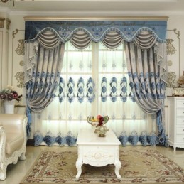 Rideau En Chenille Sur Mesure, Broderie Florale Européenne, Semi-Occultant, Pour Salon Et Chambre À Coucher