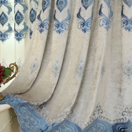 Rideau En Chenille Sur Mesure, Broderie Florale Européenne, Semi-Occultant, Pour Salon Et Chambre À Coucher