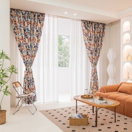 Rideau En Coton De Style Nordique Sur Mesure, Imprimé Feuilles