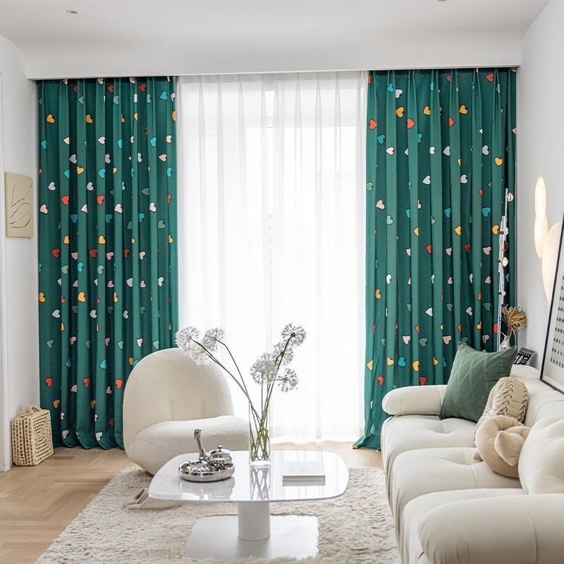 Rideau En Coton Sur Mesure, Style Nordique, Imprimé Cœur