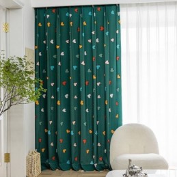 Rideau En Coton Sur Mesure, Style Nordique, Imprimé Cœur
