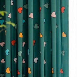 Rideau En Coton Sur Mesure, Style Nordique, Imprimé Cœur