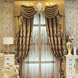 Rideau Semi-Occultant En Chenille Sur Mesure, Broderie Florale Européenne, Pour Salon, Chambre À Coucher, Fenêtre