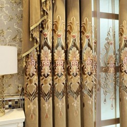 Rideau Semi-Occultant En Chenille Sur Mesure, Broderie Florale Européenne, Pour Salon, Chambre À Coucher, Fenêtre