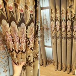 Rideau Semi-Occultant En Chenille Sur Mesure, Broderie Florale Européenne, Pour Salon, Chambre À Coucher, Fenêtre